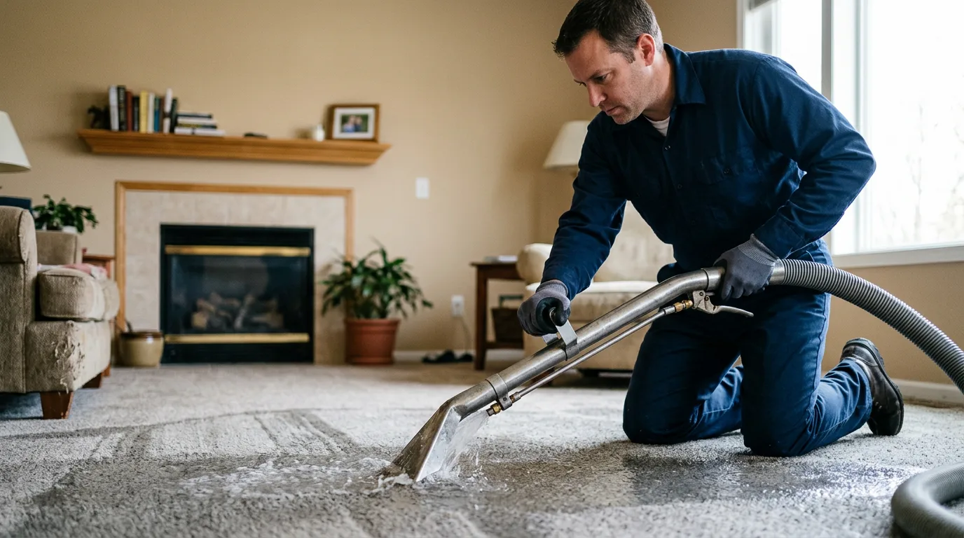 Water damage restoration technician working near Moselle, MS